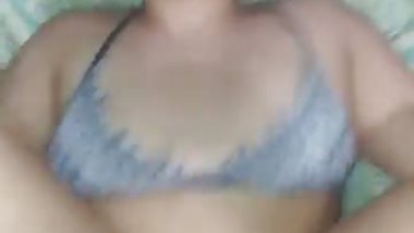 Guy fucks a lady and cums on her in an Indian sex video