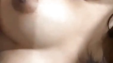 Cute GF fresh boobs showing selfie viral video